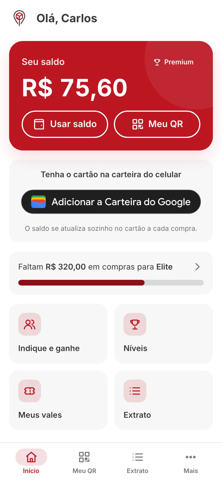 Clube da DRK no celular do cliente